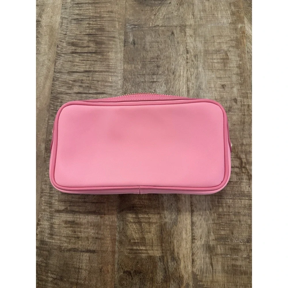 Stoney Clover Lane Small Nylon Pouch Bubblegum Pink Gold Heart Zipper Organizer